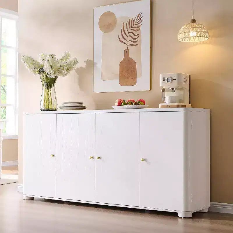 Küchenbuffet und Anrichte mit 4 Türen und Regalböden, moderner großer Buffetschrank mit Stauraum, 66-Zoll-Kaffee-Barschrank