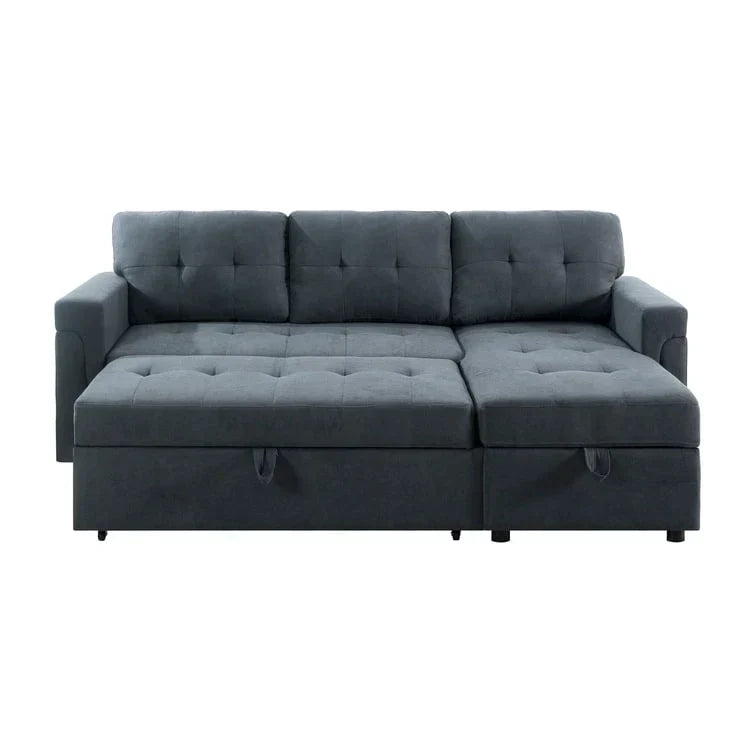 Convertible Reversible Sectional Sofa with Pull-Out Sleeper Bed, Hidden Storage Chaise, and Durable Legs