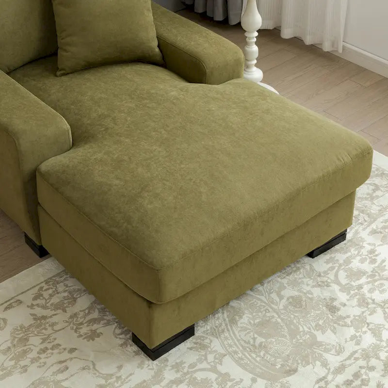 Sofá-cama moderno de meados do século, extragrande, com chaise longue e almofada