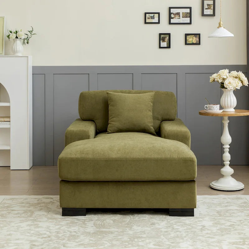 Sofá-cama moderno de meados do século, extragrande, com chaise longue e almofada