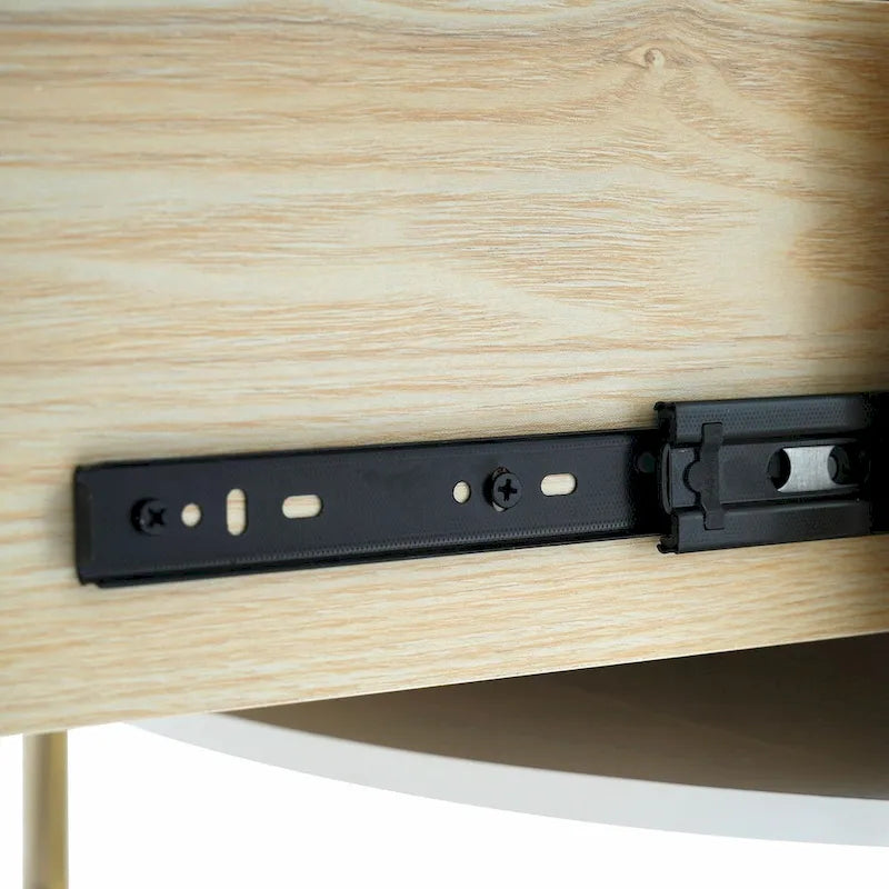 Table basse ronde moderne de 31,5 pouces avec grand espace de rangement dans le tiroir