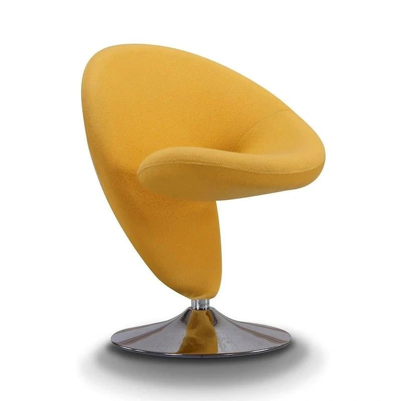 Manhattan Comfort Curl drehbarer Akzentstuhl aus Wollmischgewebe mit Chromgestell (2er-Set)