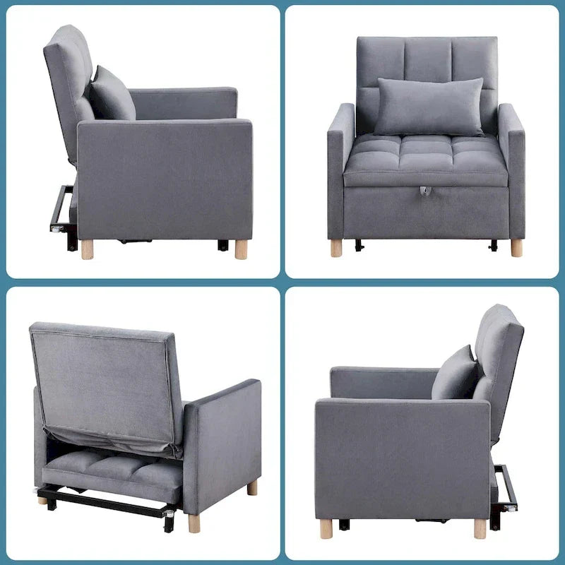 Poltrona letto trasformabile Aukfa, poltrona singola con cuscino
