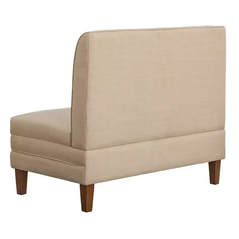 Conjunto de jantar banquette Kerrington de 4 peças Lifestorey, com encosto canelado, nogueira/creme: tecido com aspeto de linho, mesa com pé central