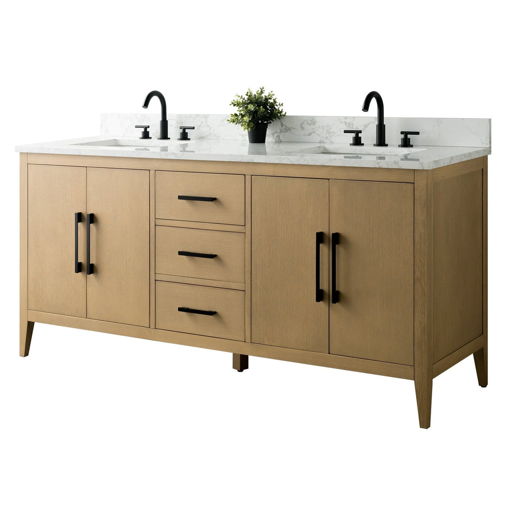 Mobile bagno Vanity Art 72 con doppio lavabo e piano in marmo composito