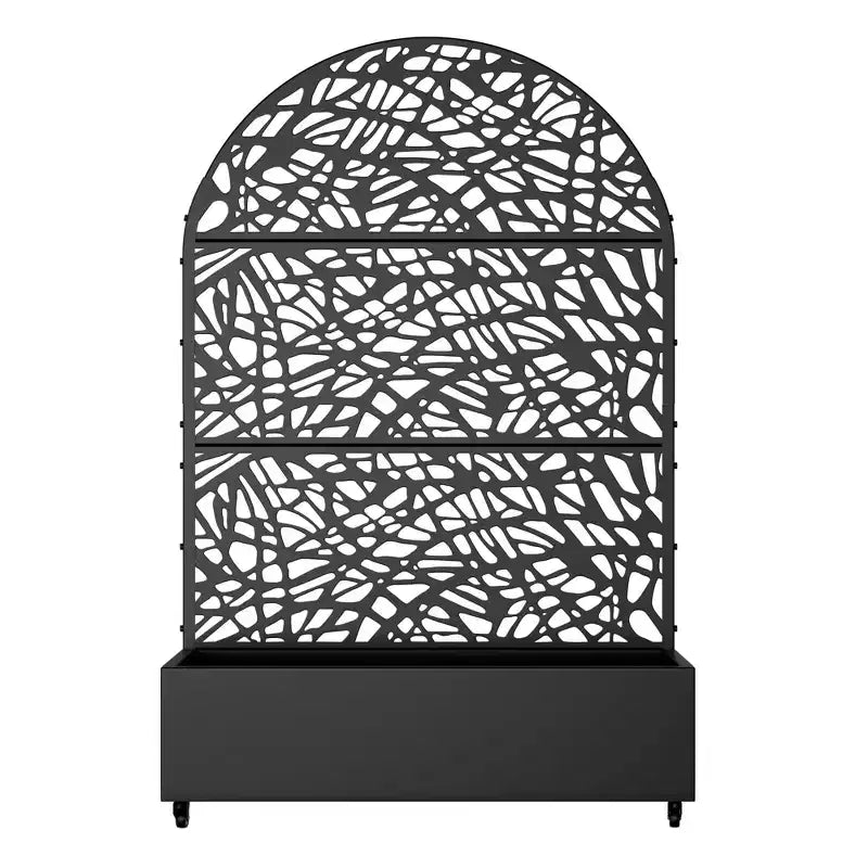 MAYEERTY floreira de ferro arqueada preta de 72x47 com treliça, conjunto de 3 peças, painel decorativo de jardim para pátio e varanda