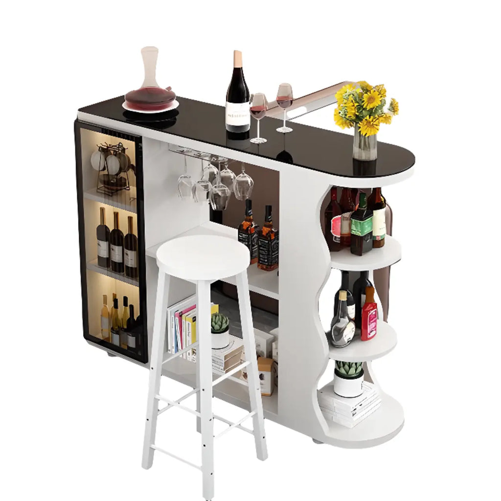 Table de bar moderne de forme libre avec plateau en pierre et rangement pour bars à domicile
