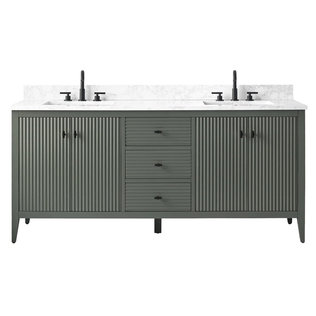 Mobile bagno Vanity Art 72 con doppio lavabo e piano in marmo composito