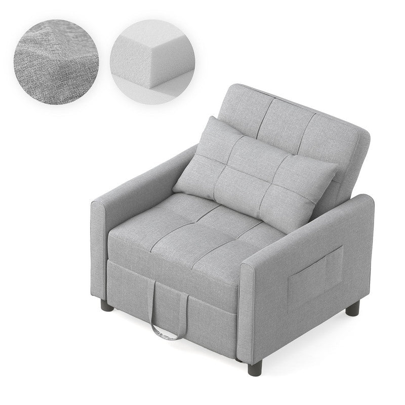 Sofá-cama ajustável 3 em 1, sofá-cadeira extraível, cama dobrável convertível para a sala de estar
