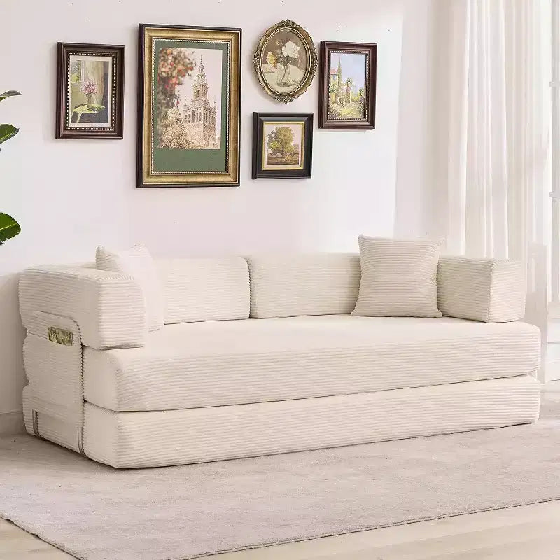 Sofá-cama convertível 5-em-1, sofá-cama modular de bombazina de 78.8 com estrutura robusta, futon multifunções para espaços pequenos, sala de estar e quarto de hóspedes