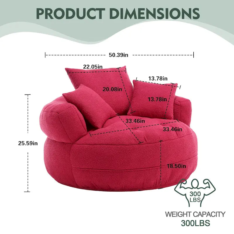 Runder Lazy-Sofa-Sessel -C Weiß/Blau/Grau/Gelb/Orange/Rosarot/Marineblau/Grün, Einzel- und Zweisitzer
