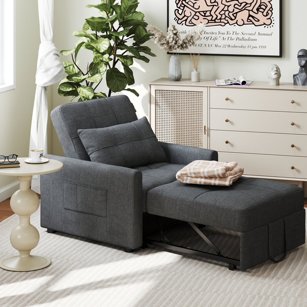 Sofá-cama ajustável 3 em 1, sofá-cadeira extraível, cama dobrável convertível para a sala de estar