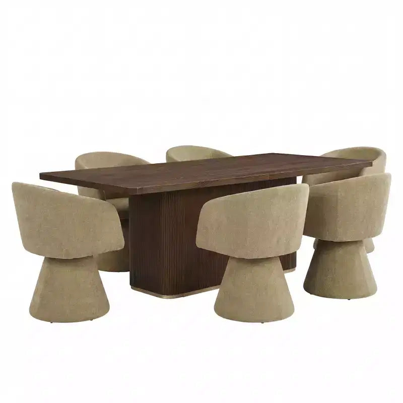 Conjunto de jantar moderno de madeira e metal Christopher Knight Home Yodsak com 7 peças e cadeiras giratórias a 180