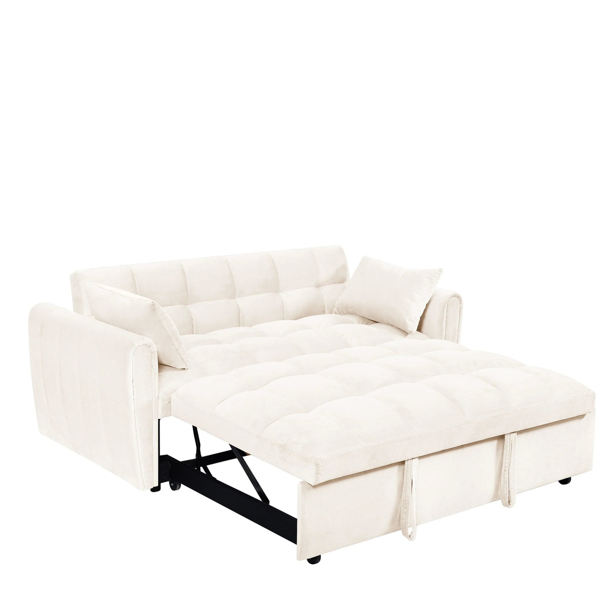 Divano letto convertibile 3-in-1 in velluto da 64,96", con schienale regolabile, tasca portaoggetti e portata di 500 lb