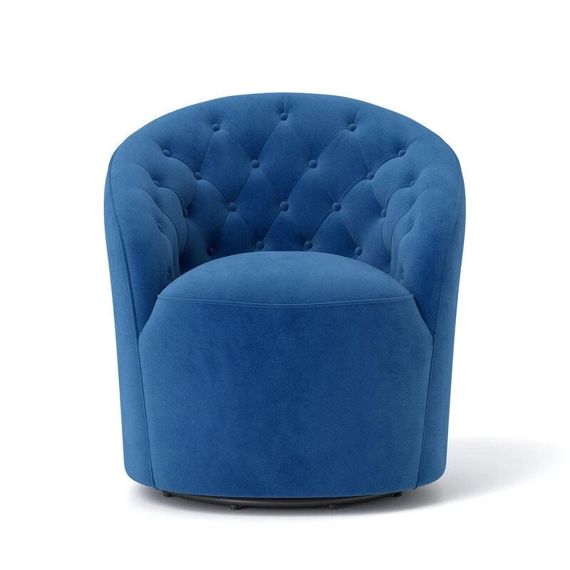 SEYNAR Modern Velvet Upholstered 360 Degree Swivel Barrel Chair with Button Tufted Back Set of 2