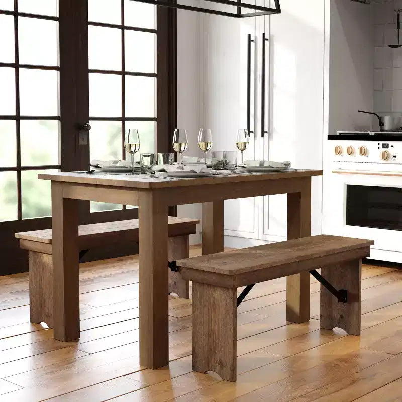 Tavolo da pranzo rettangolare in pino massello Flash Furniture, 46 x 30