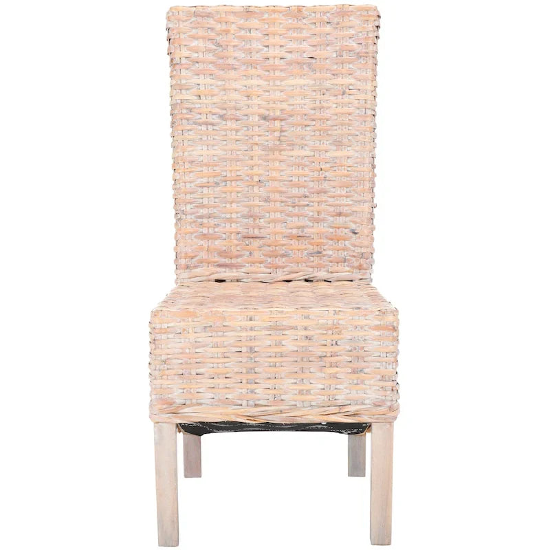 Set aus 2 Esszimmerstühlen aus natürlichem Flechtwerk, 19 B × 22 T × 41 H, Boho-Küstenstil
