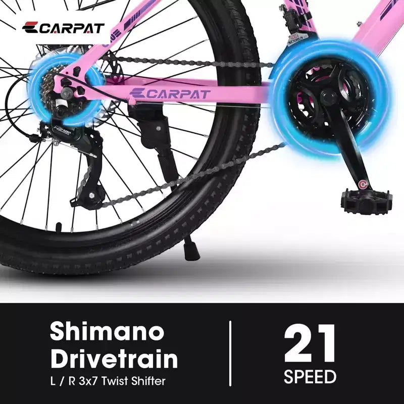 Mountain bike Okak da 24/26 pollici con 21 velocità e freni a doppio disco, bicicletta per bambini con sospensione anteriore da 100 mm, bici da sterrato per adolescenti e donne