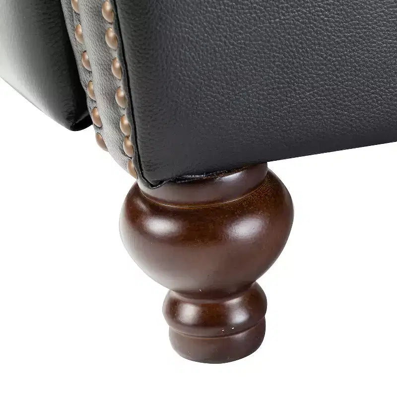 Conjunto de 2 cadeirões reclináveis Elisabete modernos, de costas altas, em pele genuína, com acabamento vintage de tachas, para sala de estar e quarto| ART OF LIVING DESIGNS