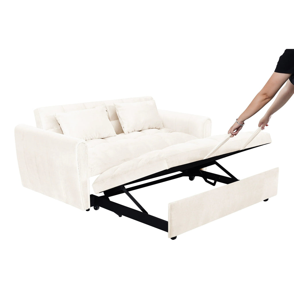 Divano letto convertibile 3-in-1 in velluto da 64,96", con schienale regolabile, tasca portaoggetti e portata di 500 lb