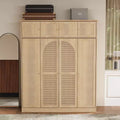 Armário roupeiro alto de 70.87, com 8 portas e grande capacidade, varão para roupa, prateleiras ajustáveis e portas decorativas em vime