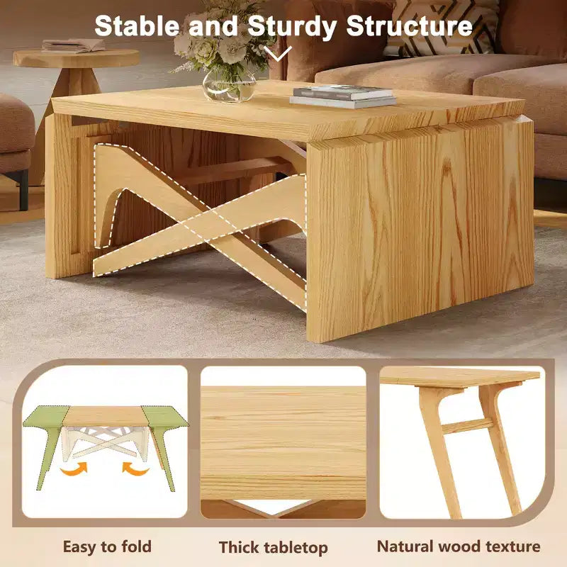 Table basse 2-en-1, table à manger extensible, table à hauteur réglable pour la maison et le bureau, gain de place - ModernLuxe