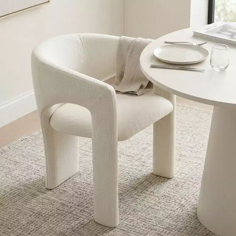Ensemble de petite table à manger pour 2 personnes, chaises rembourrées beiges, table ronde à piètement central, mobilier de cuisine moderne et compact-Panipeachy