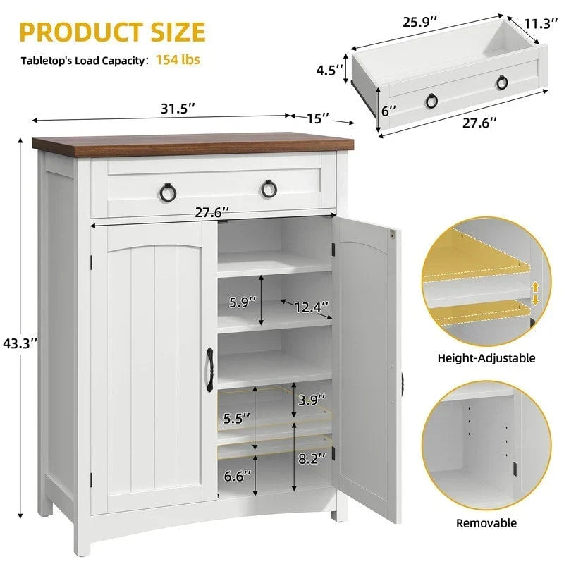Moasis 5-tier 20 Pair Shoe Storage Cabinet with Double Doors for Entryway
