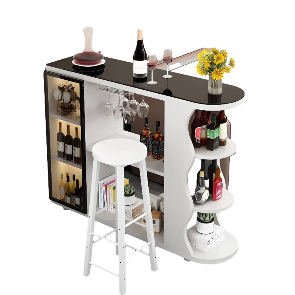 Table de bar moderne de forme libre avec plateau en pierre et rangement pour bars à domicile