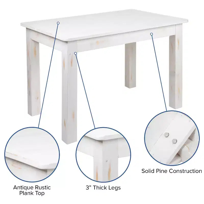 Tavolo da pranzo rettangolare in pino massello Flash Furniture, 46 x 30