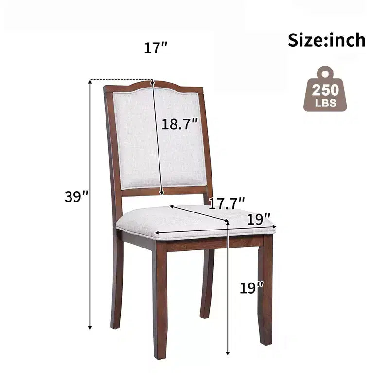 Ensemble de 4 chaises de salle à manger de style maison de campagne, à dossier haut et assise rembourrée