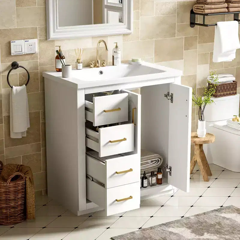 30 Single Sink Bathroom Vanity with Cabinet & 3 Drawers ??Black / Blue / Green / Indigo / White
