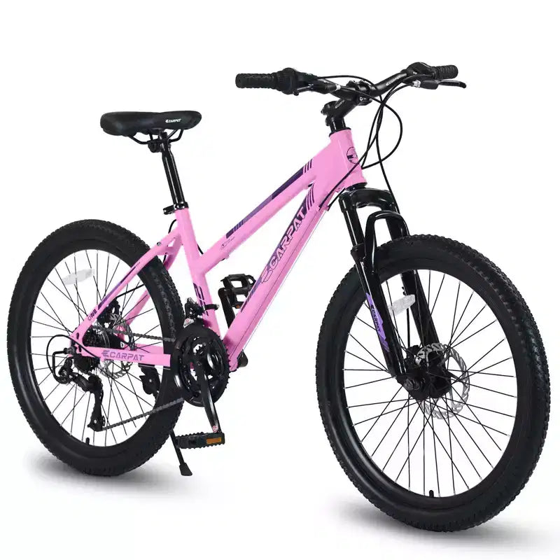 Mountain bike Okak da 24/26 pollici con 21 velocità e freni a doppio disco, bicicletta per bambini con sospensione anteriore da 100 mm, bici da sterrato per adolescenti e donne