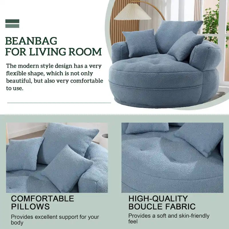 Runder Lazy-Sofa-Sessel -C Weiß/Blau/Grau/Gelb/Orange/Rosarot/Marineblau/Grün, Einzel- und Zweisitzer