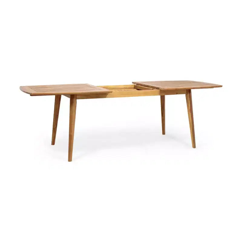 Set da pranzo da patio esterno espandibile, 7 pezzi, con sedie impilabili e tavolo in legno di acacia