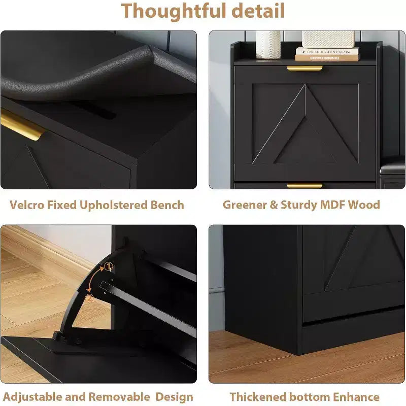 Armário para arrumação de sapatos com banco e 4 gavetas basculantes - organizador estreito para entrada, para 35-40 pares