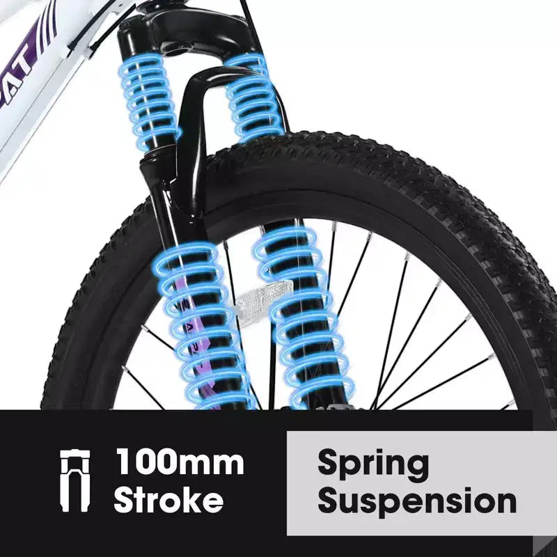 Mountain bike Okak da 24/26 pollici con 21 velocità e freni a doppio disco, bicicletta per bambini con sospensione anteriore da 100 mm, bici da sterrato per adolescenti e donne