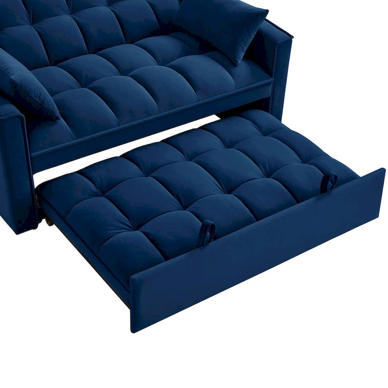 Rozkładana sofa 4 w 1 z podłokietnikami i kieszeniami do przechowywania, wielofunkcyjna pikowana sofa z regulowanym oparciem