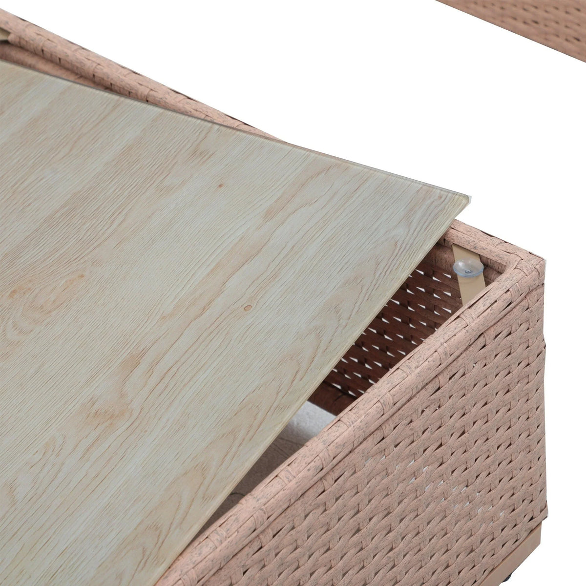 Ensemble de canapé modulaire d’extérieur rembourré en osier et acier, 7 pièces