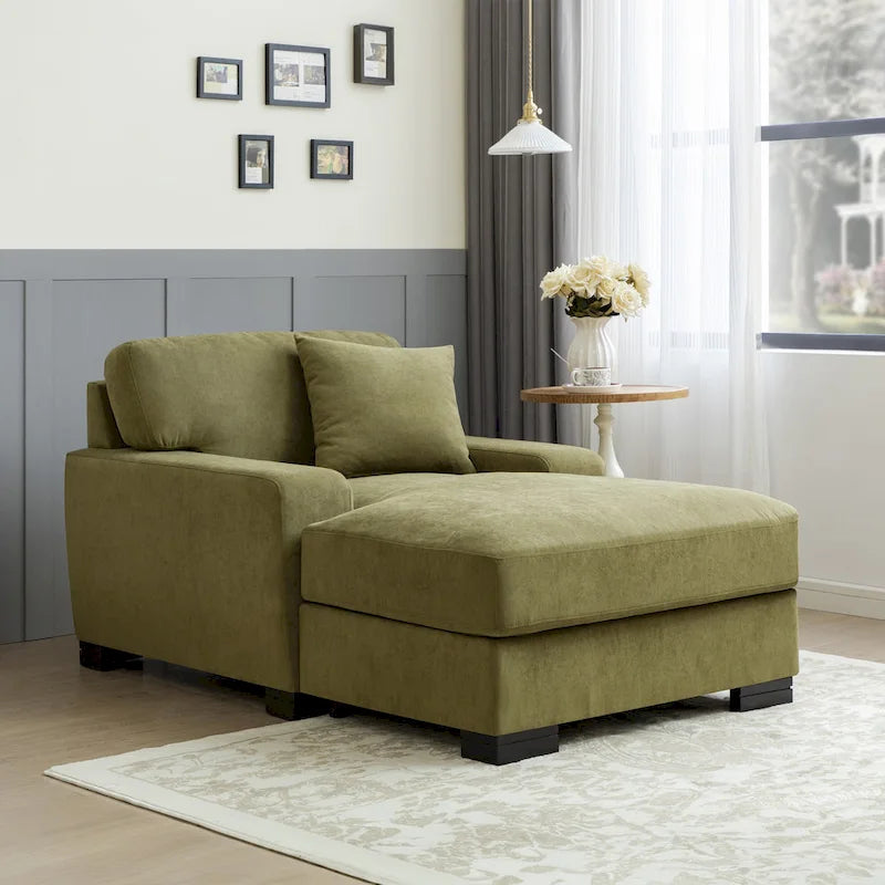 Sofá-cama moderno de meados do século, extragrande, com chaise longue e almofada