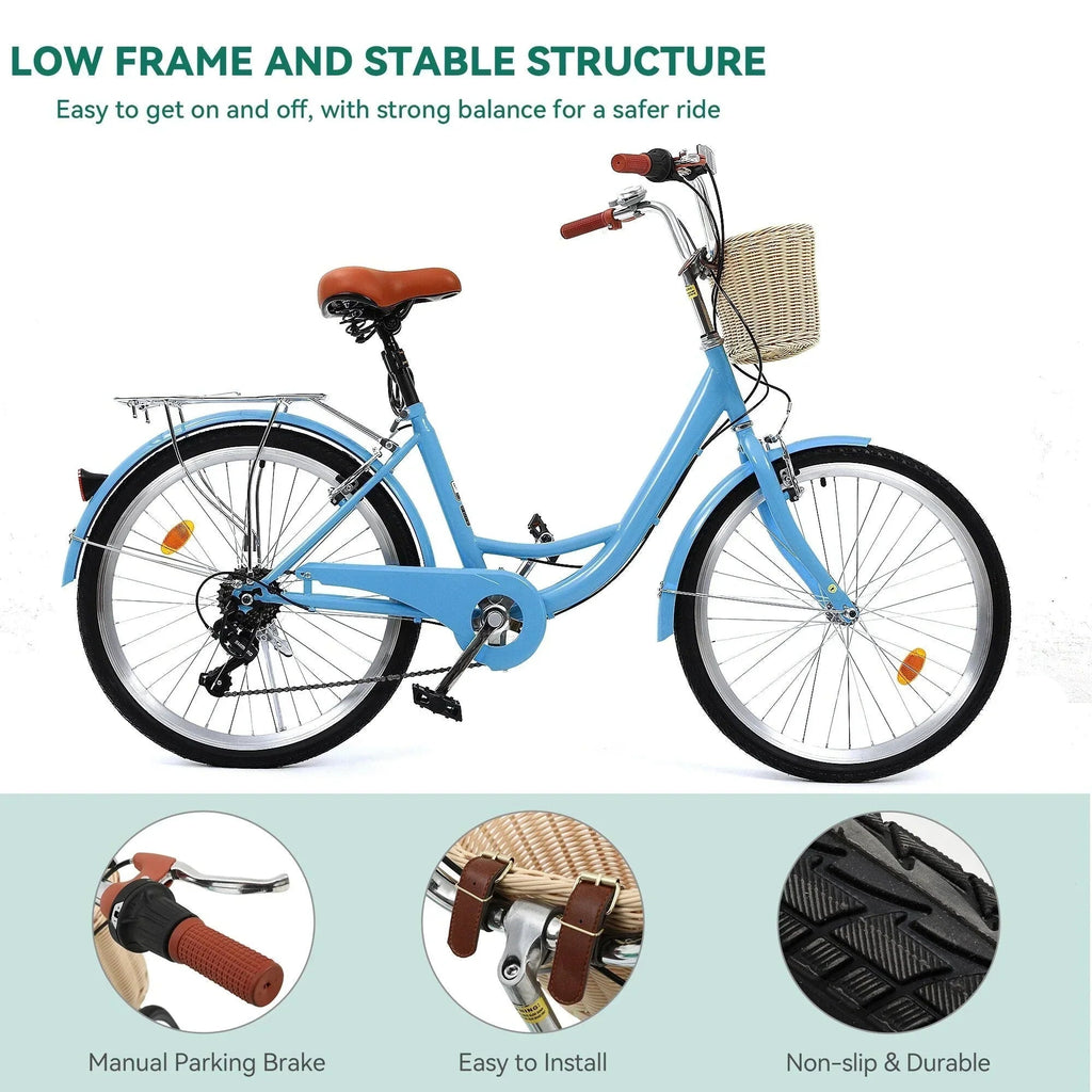 Moasis24/ 26 7rychlostní městské kolo Cruiser s nastavitelným rámem pro pohodlný nástup, kolo na dojíždění