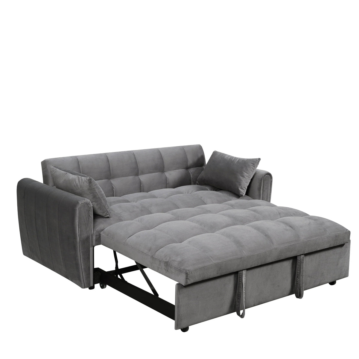 Divano letto convertibile 3-in-1 in velluto da 64,96", con schienale regolabile, tasca portaoggetti e portata di 500 lb