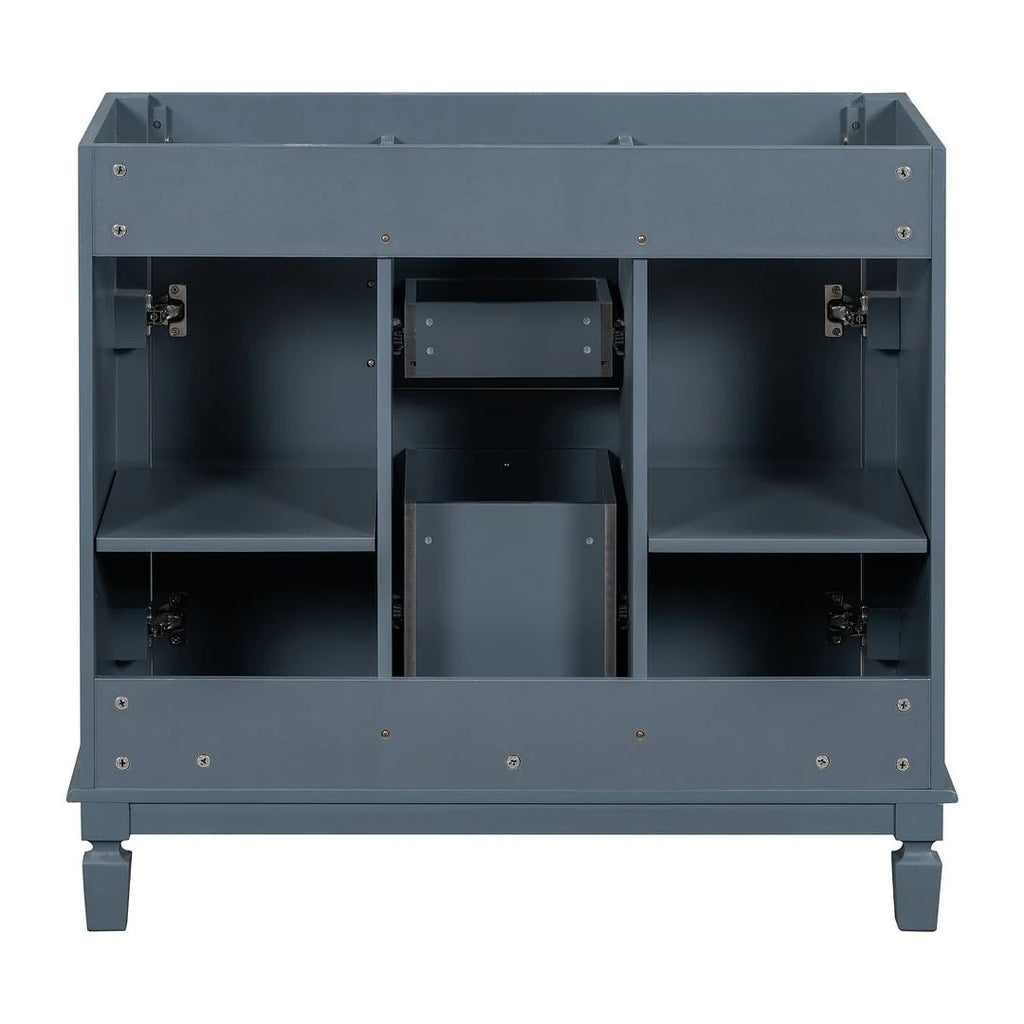 Moderne badkamermeubelset van 36 inch met wastafelblad, spiegelkast, 2 deuren en 2 laden