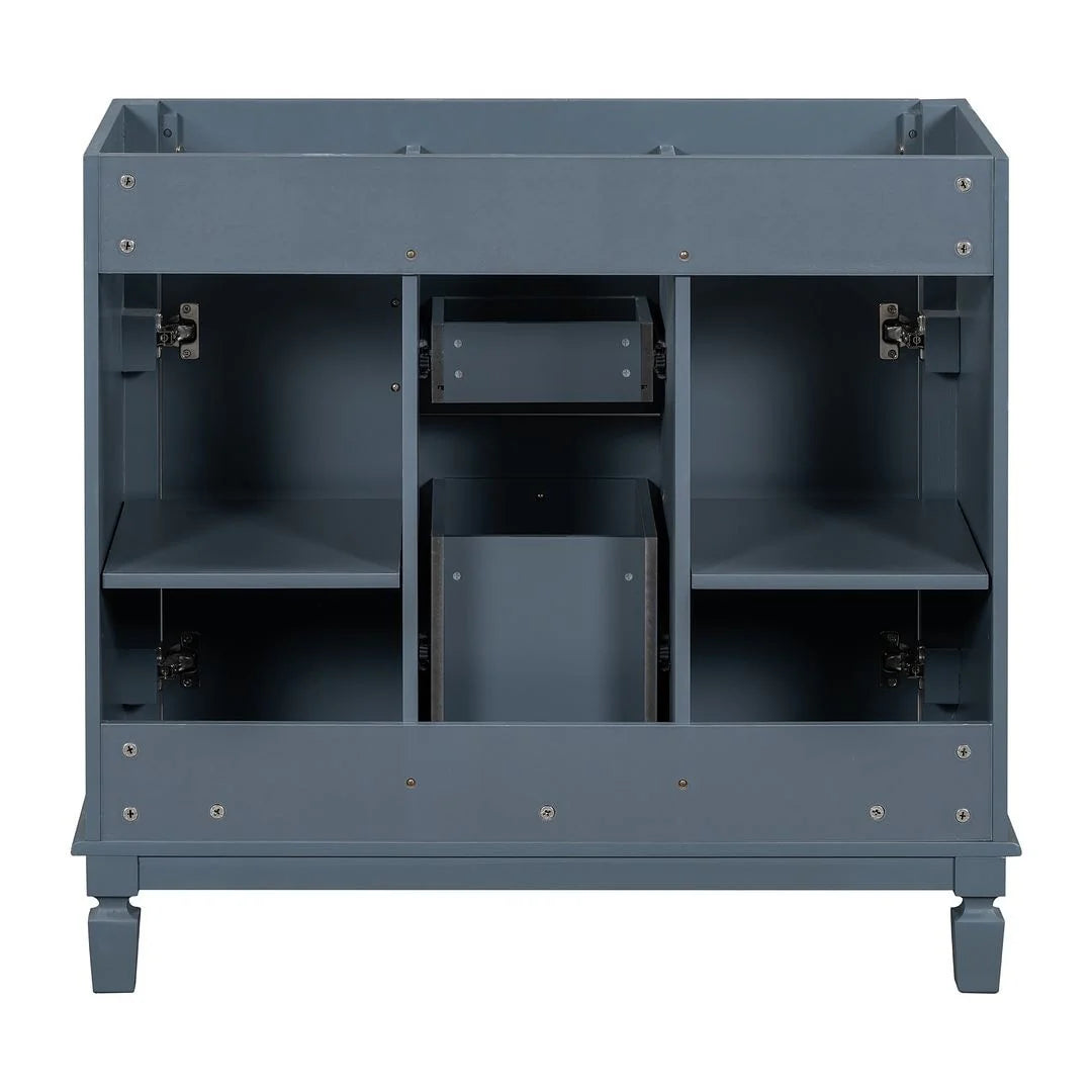 Moderne badkamermeubelset van 36 inch met wastafelblad, spiegelkast, 2 deuren en 2 laden