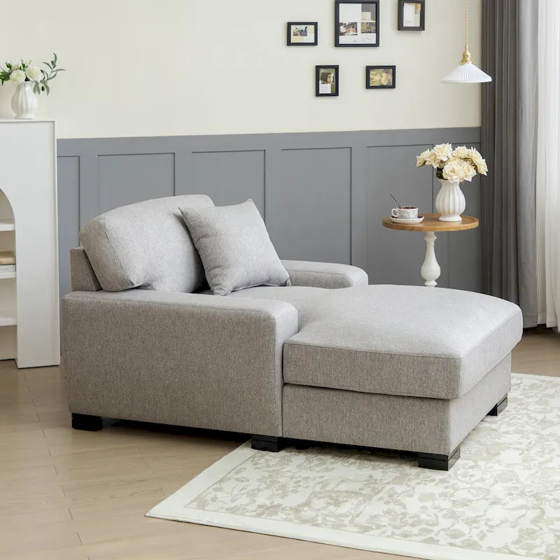 Sofá-cama moderno de meados do século, extragrande, com chaise longue e almofada
