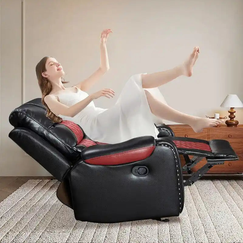 Cadeirão reclinável de grandes dimensões em pele sintética, com design americano, para sala de estar
