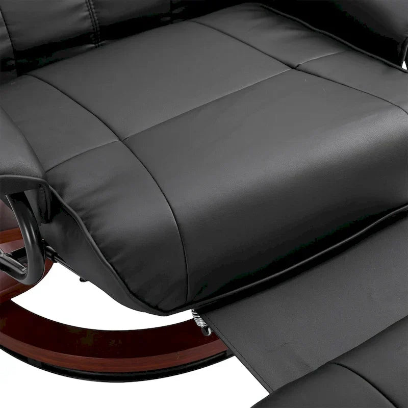 HomCom Faux Leather Adjustable Manual Swivel Base Recliner Chair with Comfortable and Relaxing Footrest