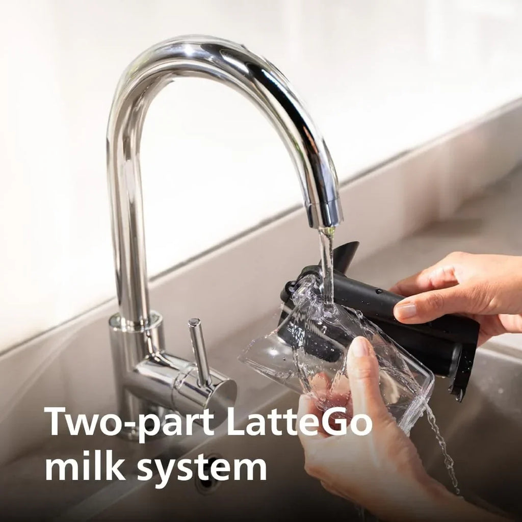 Premium-Espressomaschine, 12 heiße oder kalte Kaffeespezialitäten, LatteGo-System, Keramikmahlwerk, Schwarzchrom