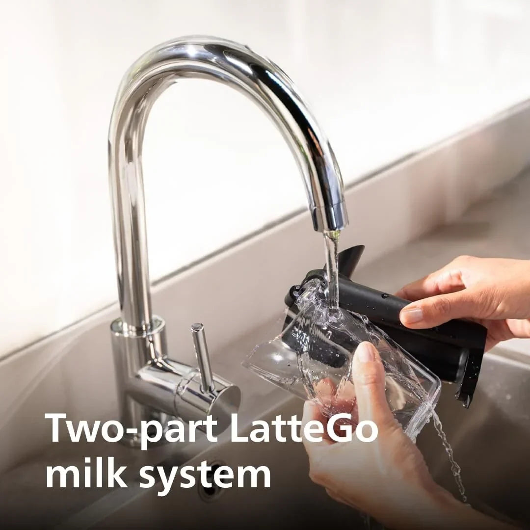 Premium-Espressomaschine, 12 heiße oder kalte Kaffeespezialitäten, LatteGo-System, Keramikmahlwerk, Schwarzchrom
