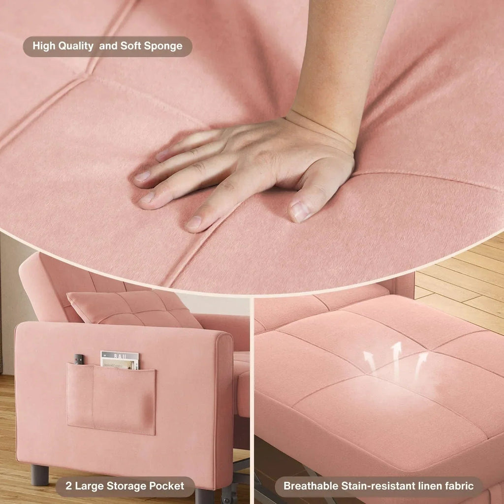 Sofá-cama ajustável 3 em 1, sofá-cadeira extraível, cama dobrável convertível para a sala de estar